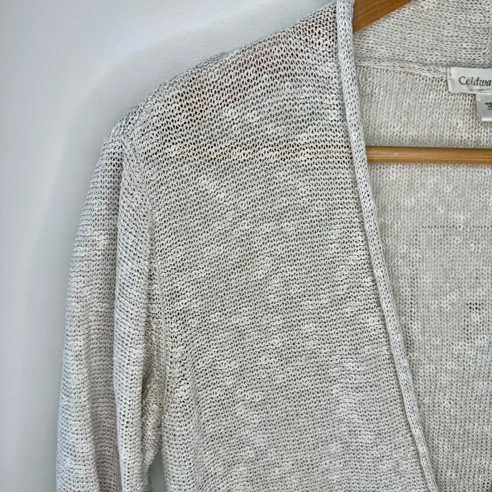 Coldwater Creek Linen & Cotton Cream Loose Knit Long Cardigan SMALL - Picture 5 of 11